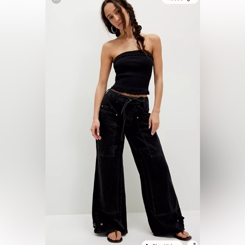 We The Free black wide leg jean